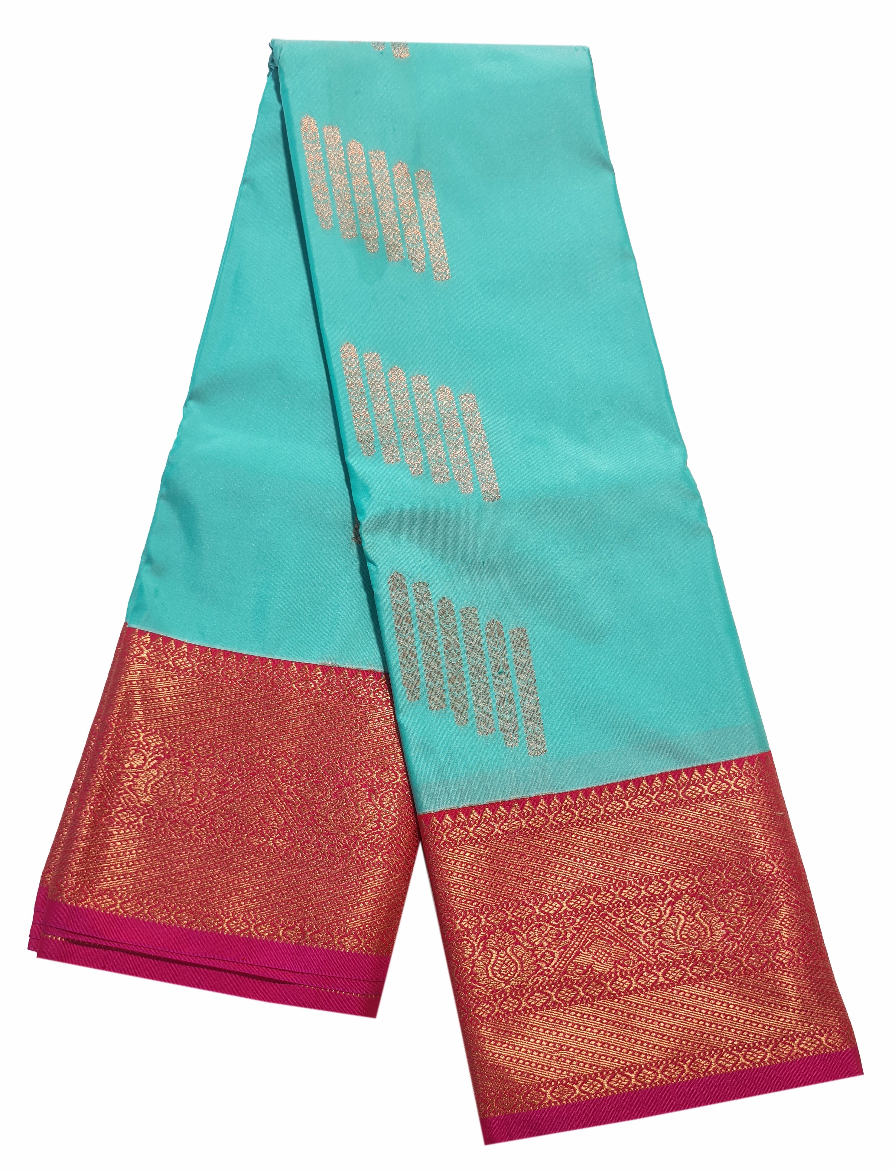 Kanchi Vegan Silk Saree With Contrast Blouse and Rich Jari Pallu