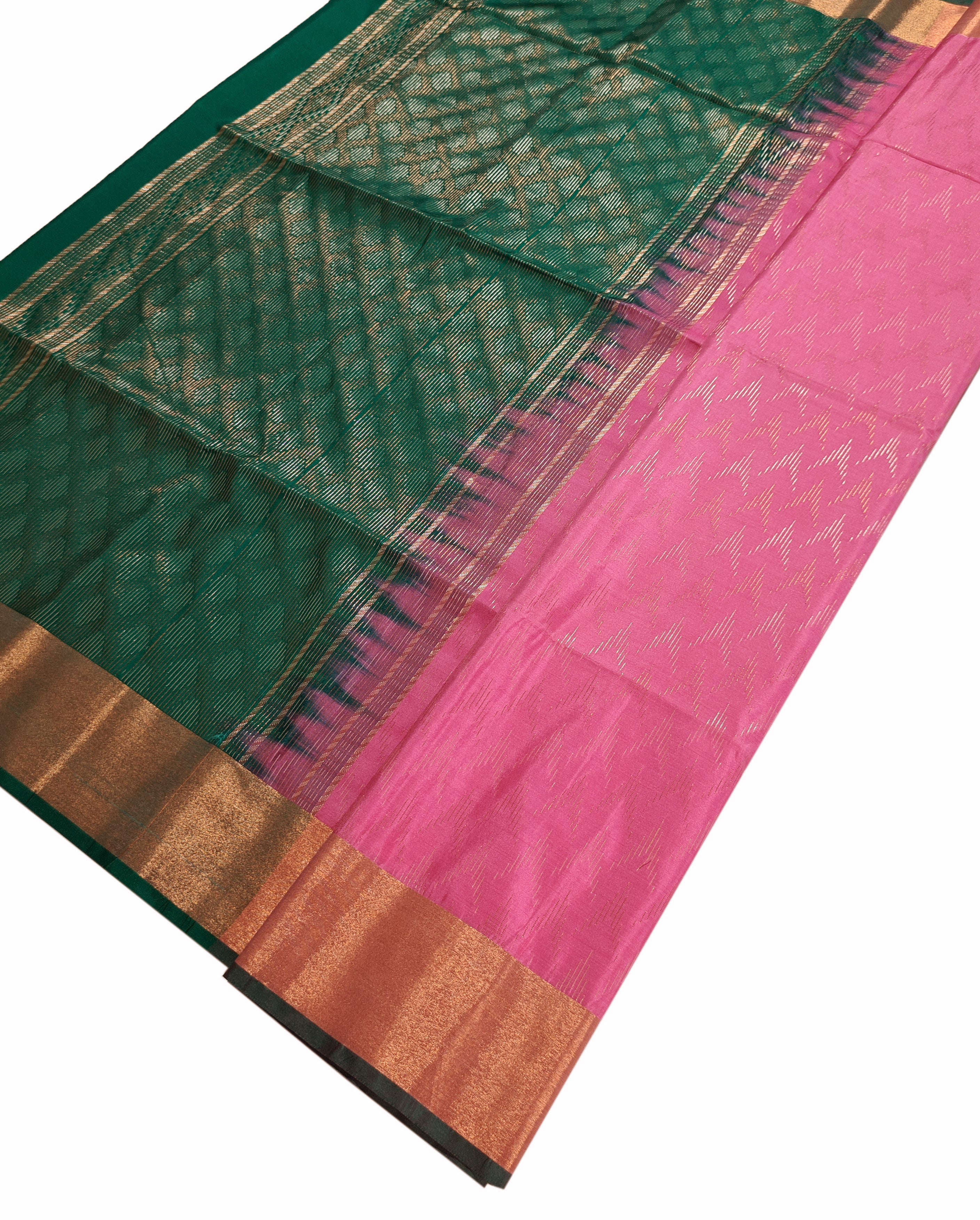 Vegan Soft Silk Ikkat Butta Sarees