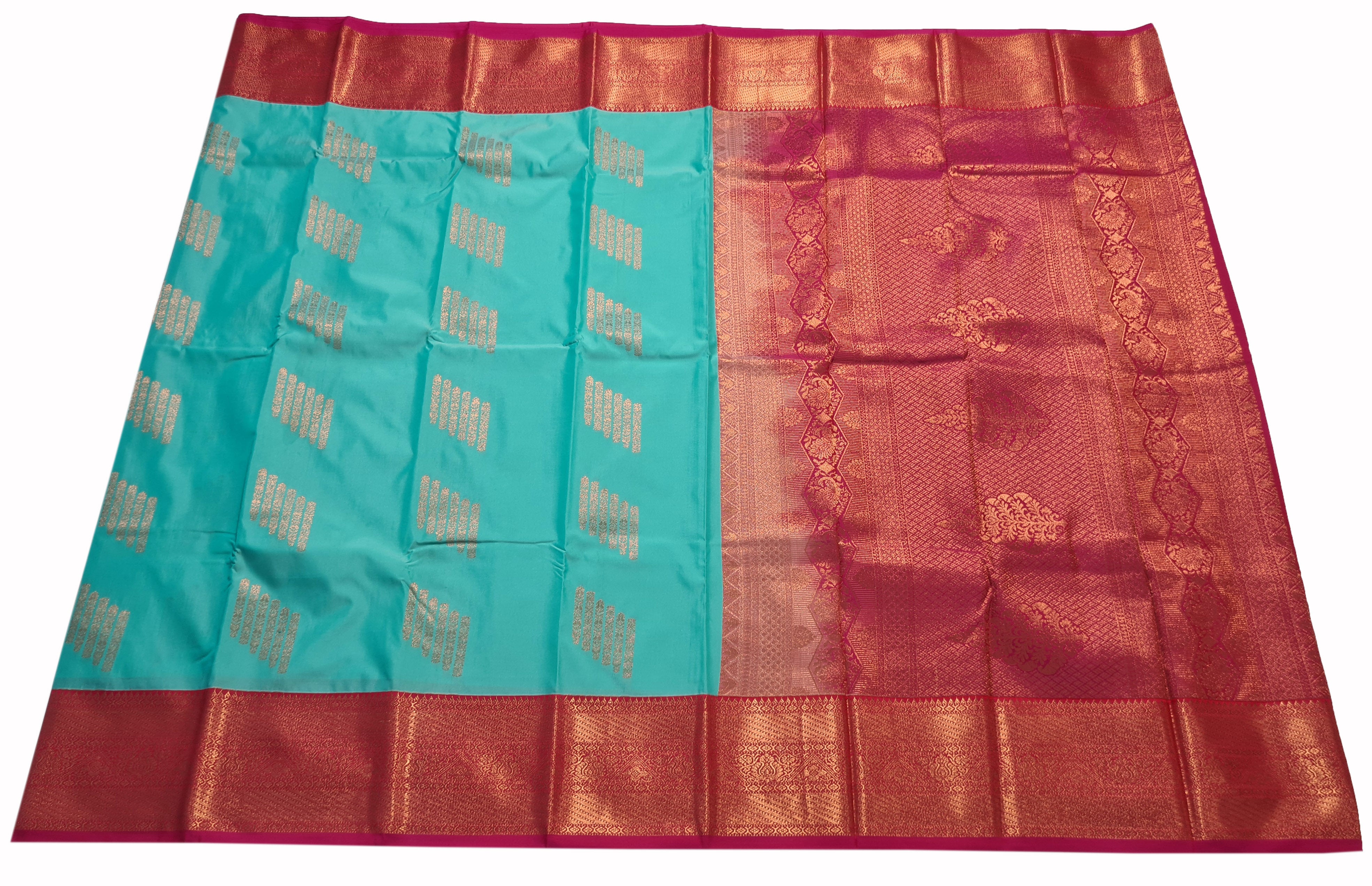 Kanchi Vegan Silk Saree With Contrast Blouse and Rich Jari Pallu