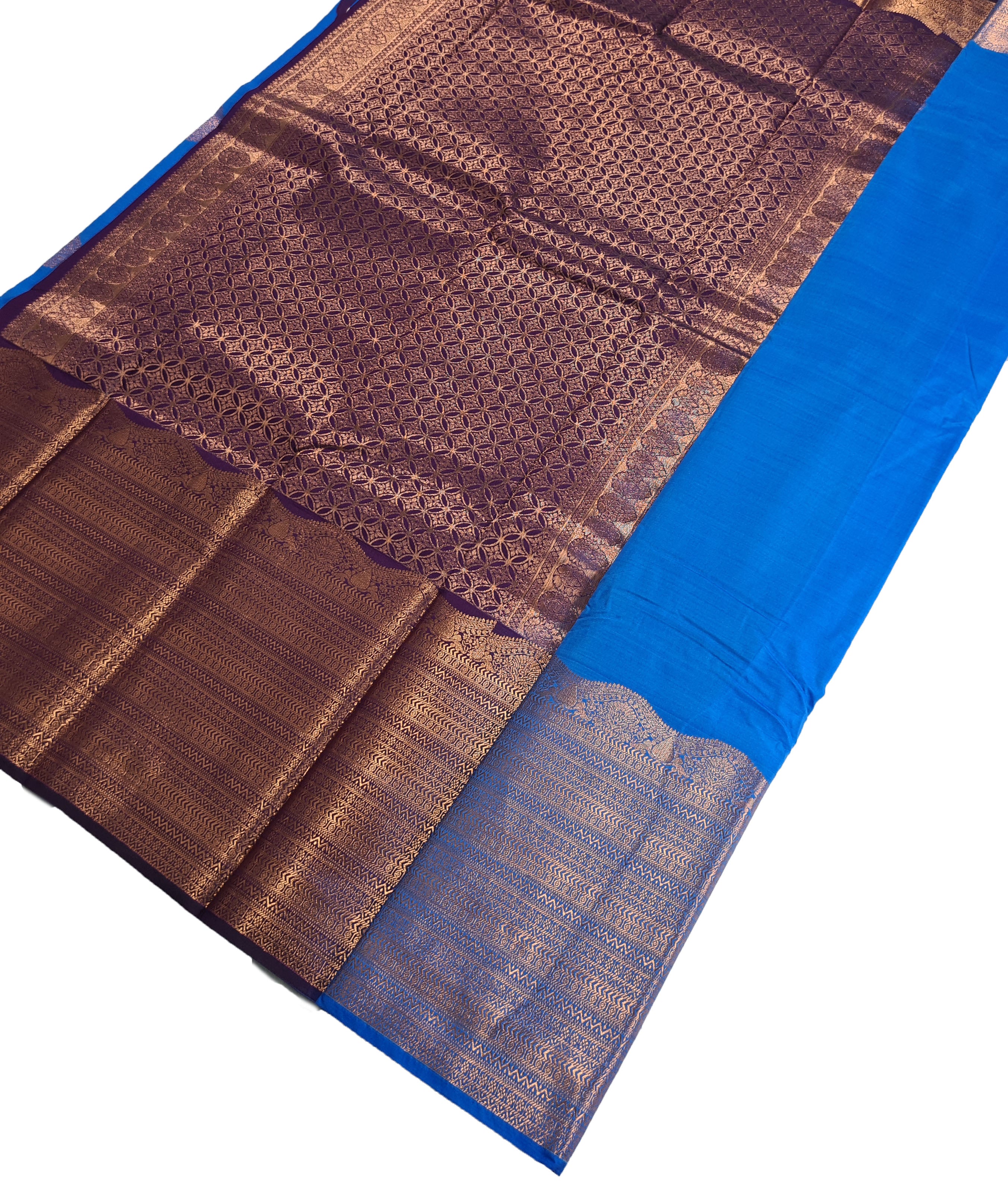 Kanchi Vegan Silk Saree With Contrast Blouse and Rich Jari Pallu