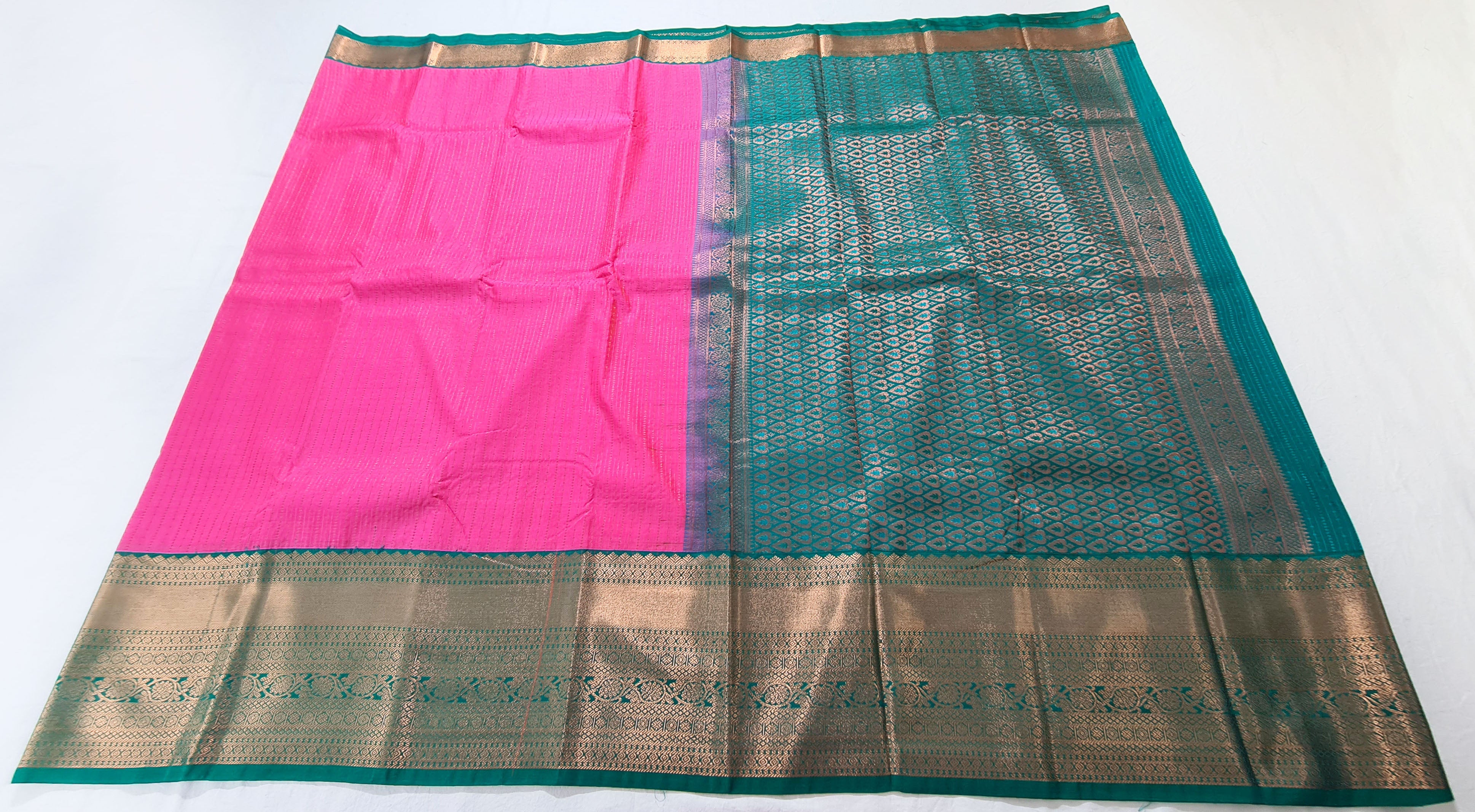 Kanchi Vegan Silk Saree With Contrast Blouse and Rich Jari Pallu