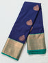 Kanchi Vegan Silk Saree With Contrast Blouse and Rich Jari Pallu