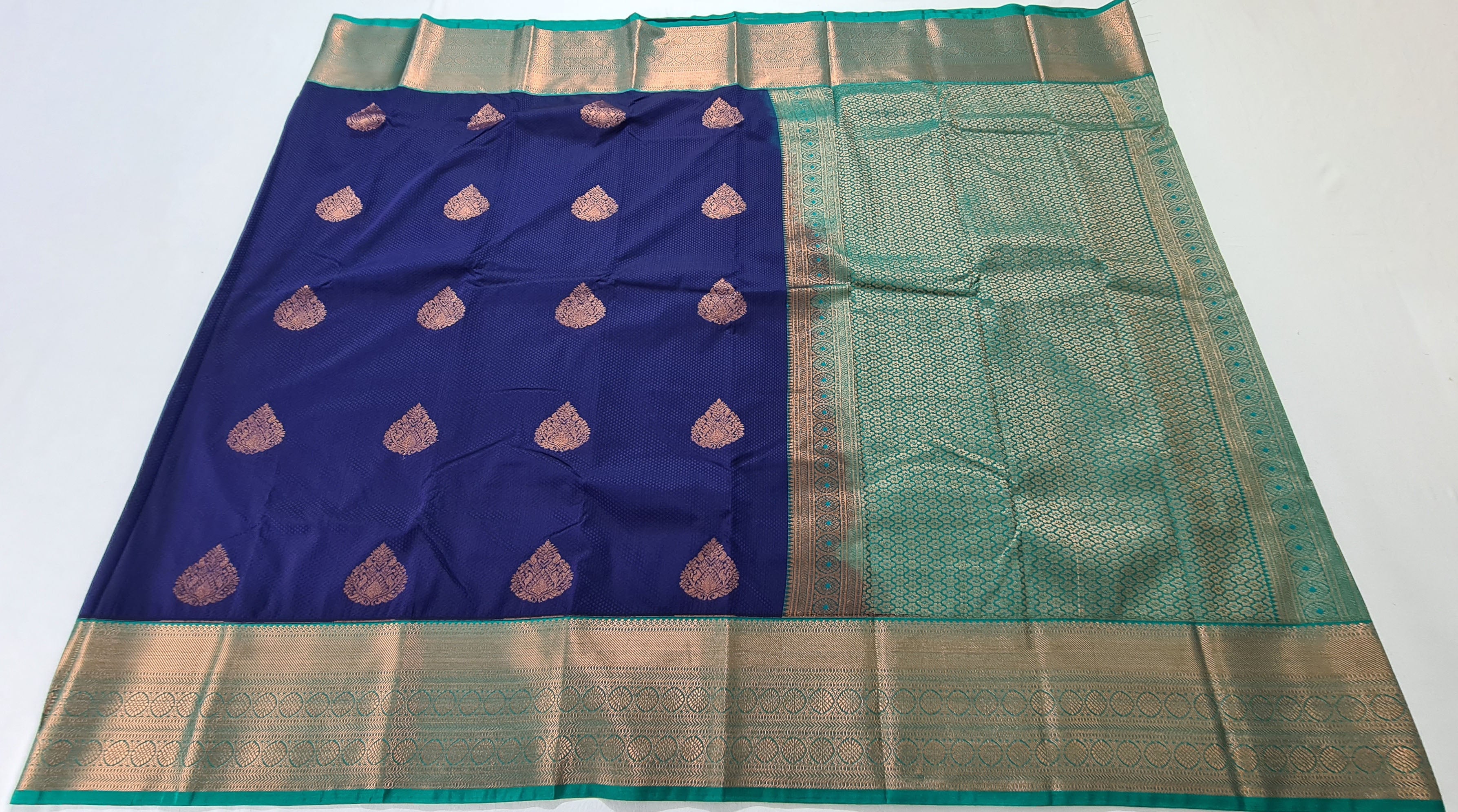 Kanchi Vegan Silk Saree With Contrast Blouse and Rich Jari Pallu