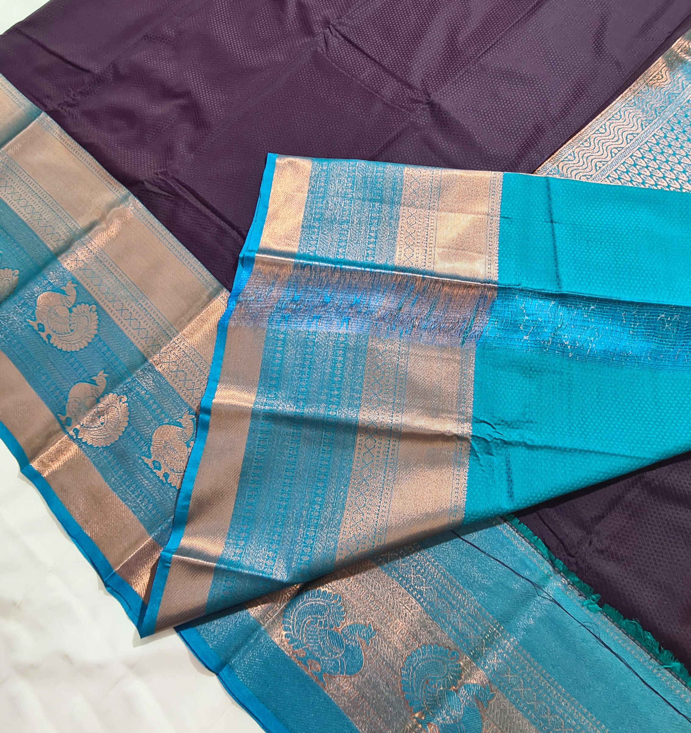 Kanchi Vegan Silk Saree with Contrast Blouse and Rich Jari Pallu