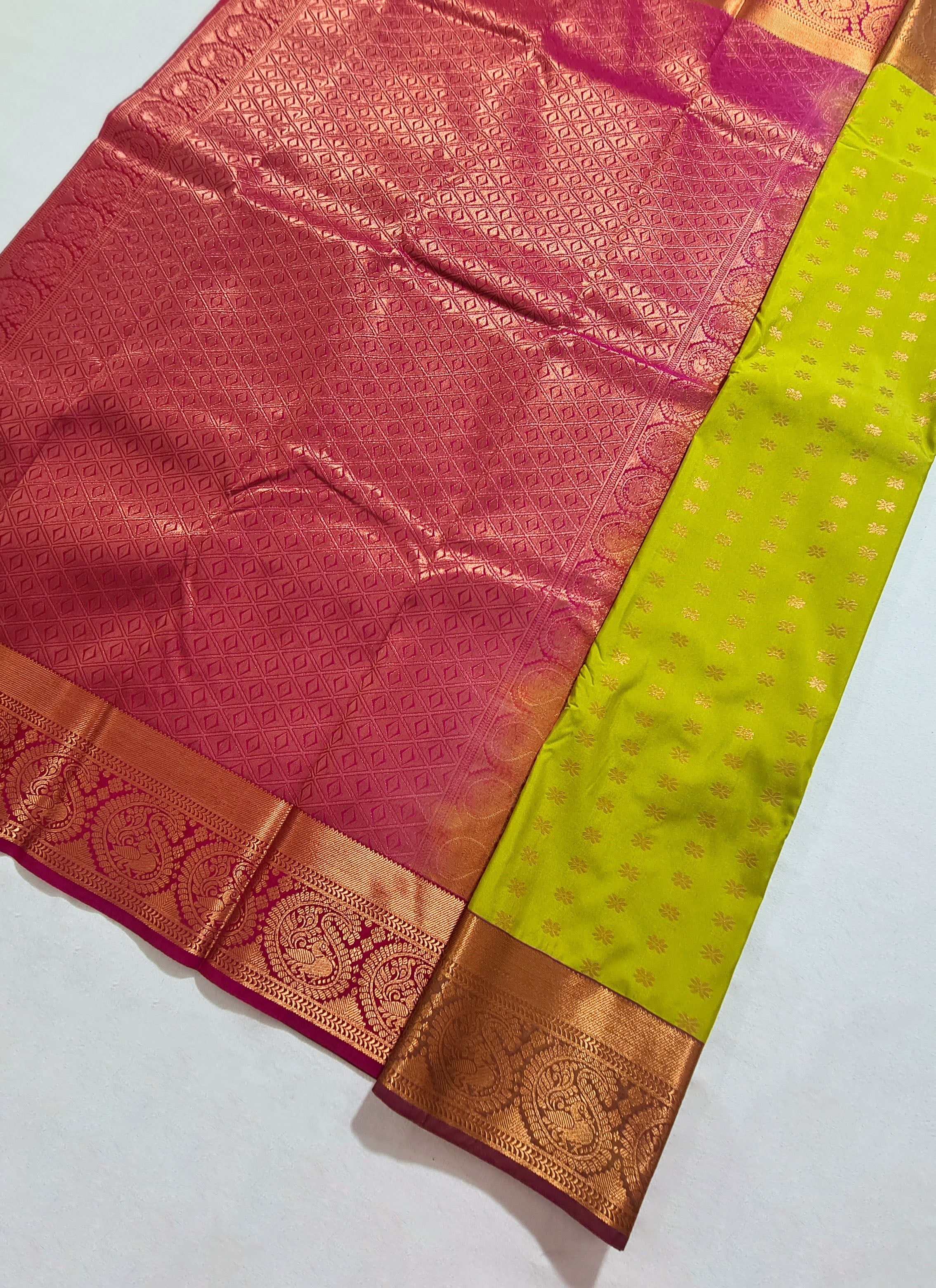 Kanchi Vegan Silk Saree With Contrast Blouse and Rich Jari Pallu