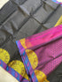 Kanchipuram Semi silk saree with contrast pallu & blouse - Generic 